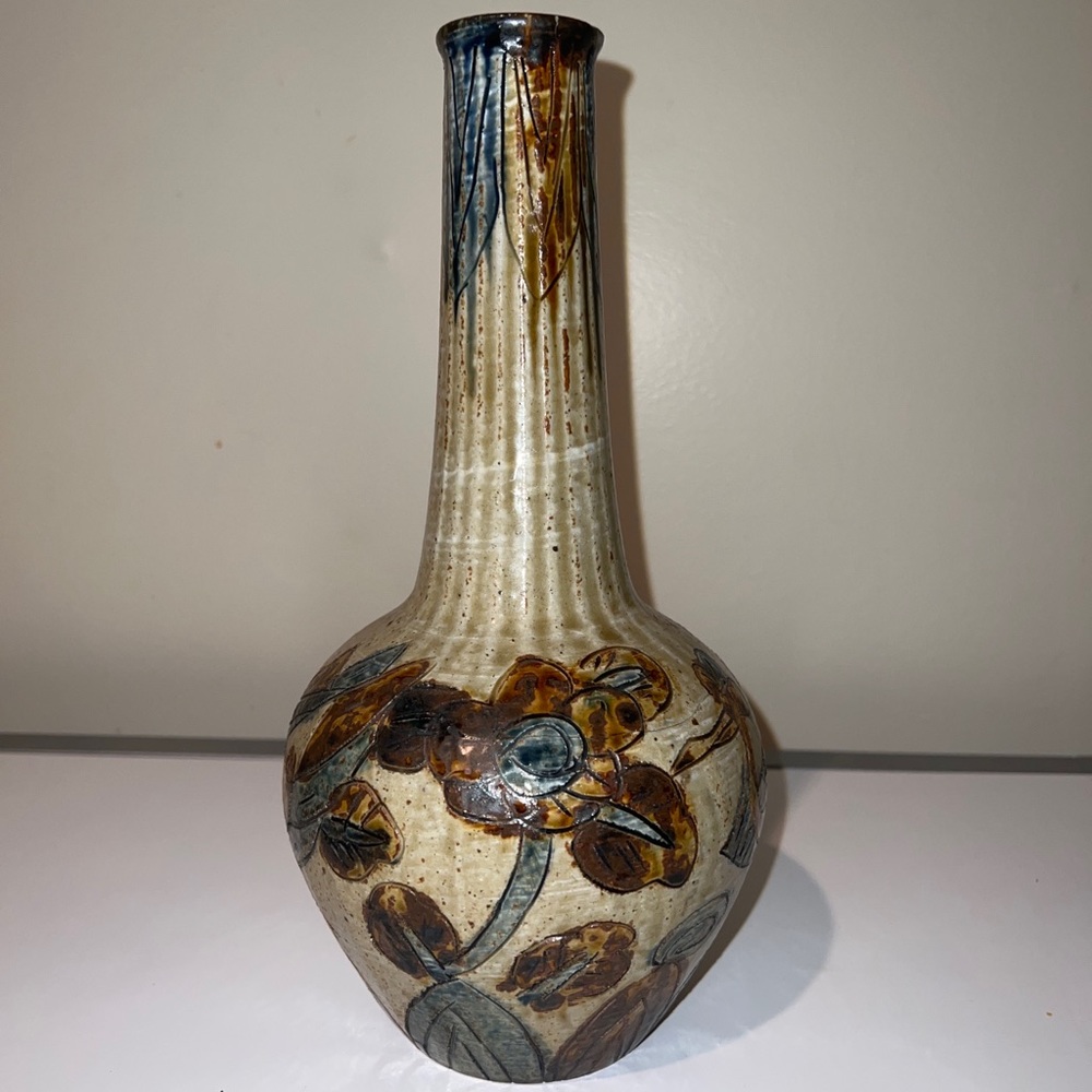 Vintage ОМС Otagiri Japan Stoneware Vase Bird Themed - Picture 4 of 13